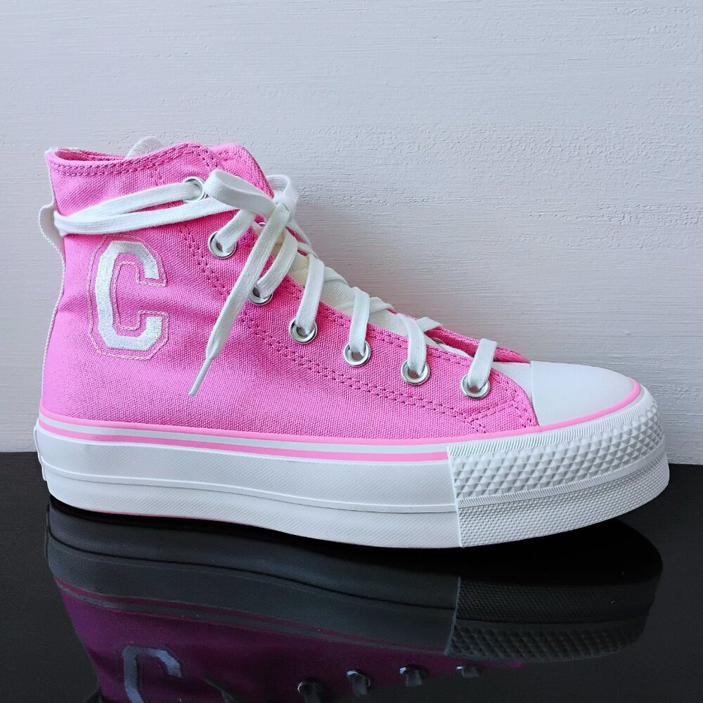 Converse Women's CTAS Lift Platform Hi Top Canvas Sneaker in Amazing Oops Pink